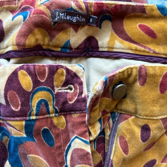 J McLaughlin Women Felicity Velvet Retro Multicolored Printed Pants Size 8 - Picture 6 of 8